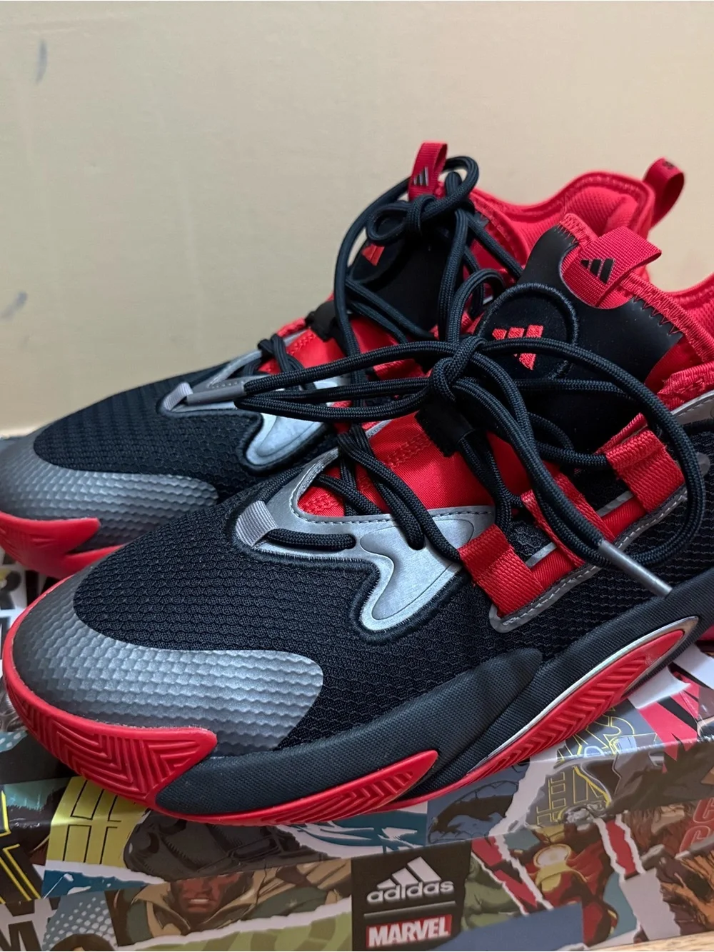 Adidas Black & Red Marvel Athletic Sneakers